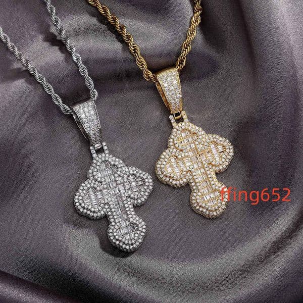 Custom Moissanite Cross Pendant Iced Out Hip Hop Diamond Fashion 925 Silver Chain VVS Small Cross Necklace Jewelry Gift