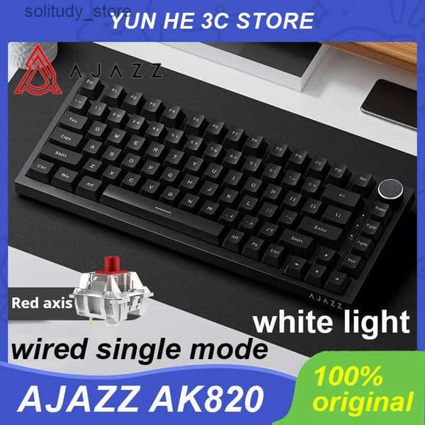 Ajazz Ak820 Mechanical Keyboard Wired USB 75% White Light Gasket Full Key Hot Swap Esports Gaming Keyboard Custom for Pc Laptop z250418