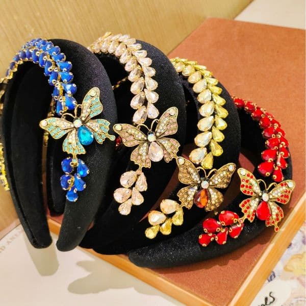 2025 Autumn and Winter New European and American Retro Luxury Butterfly Diamond Headband Hair Accessories