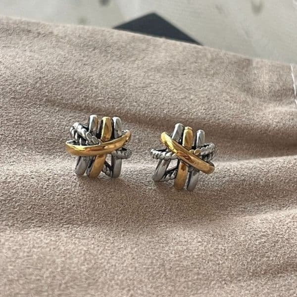 Earrings Designer Vintage Unisex 925 Silver Stud Earrings Niche Twist Braided Diamond Earrings Fashion Punk Jewelry Multi-layer Hoop Earrings High Quality