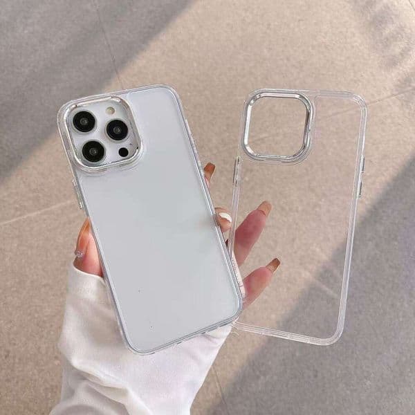 Suitable for Apple 16 Pro phone case, iPhone 15, transparent 14, electroplated sier 12, with a minimalist and high-end feel