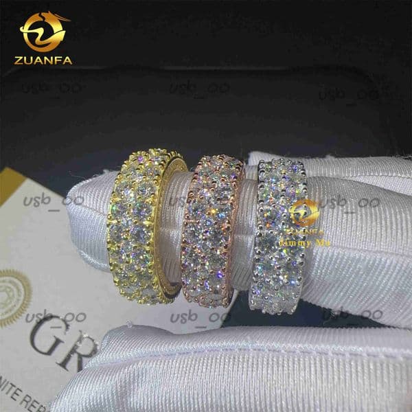 Bulk Stock Popular Fashion Luxury Jewelry Gra Certificate S925 Fully Iced Out Vvs Moissanite Diamond Eternity Band Ring