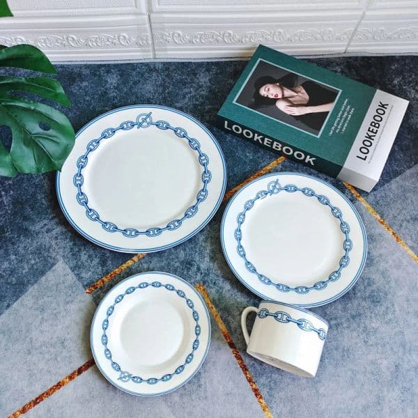 European Ceramic Western Dinner Plate Steak Plate, Coffee Salad Tray, Dinnerware, Full Set, Simple Design