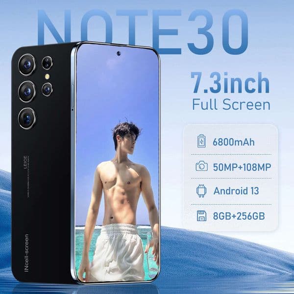 New mobile phone Note30 true 4G 7.3-inch HD+high-definition screen Android 13 all-in-one machine