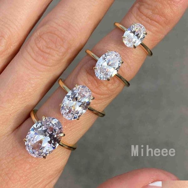 Brand Rings 925 Sterling Sier Promise Solitaire 3Ct Oval Moissanite Diamond Engagement Ring Women Diamond Drop Delivery Designer Jewelry Miheee1
