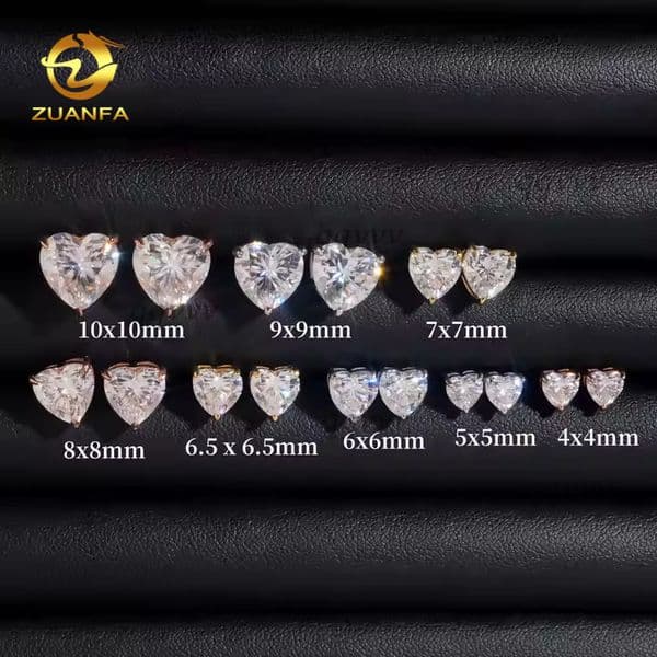 Pass Diamond Tester Jewelry 925 Solid Silver d Color Vvs Heart Shape Vvs Moissanite Stud Earrings Men Women Earrings Daily Wearqqvvv