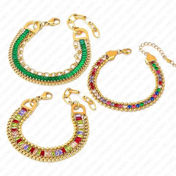 Designer Bracelet Bracelet for Women Colorful Diamond Bangle Tassel Chain Layered Bangles Luxury Jewlery Designer for Women Elegant Sparkling Timeless Gift