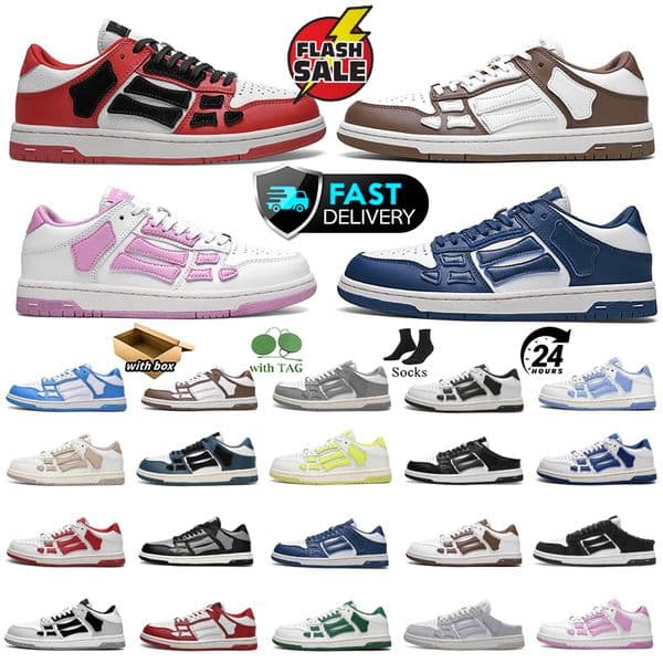 Free delivery designer shoes mens Luxury Sneakers Skel Top Low Bones Leather Womens Leather Lace-up Casual Sports Trainers EUR 36-45