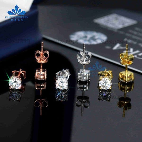 925 Upscale Silver 18k Gold Plated Vvs Moissanite Diamond Halo Stud Earrings High-end Pass Diamond Tester Gra Certified