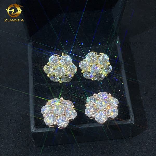 Hot Sale Dropshipping Fashion Jewelry Earrings 18k Gold Plated 925 Silver Vvs-fl Gra Iced Out Screw Back Moissanite Stud Earringqqvvv