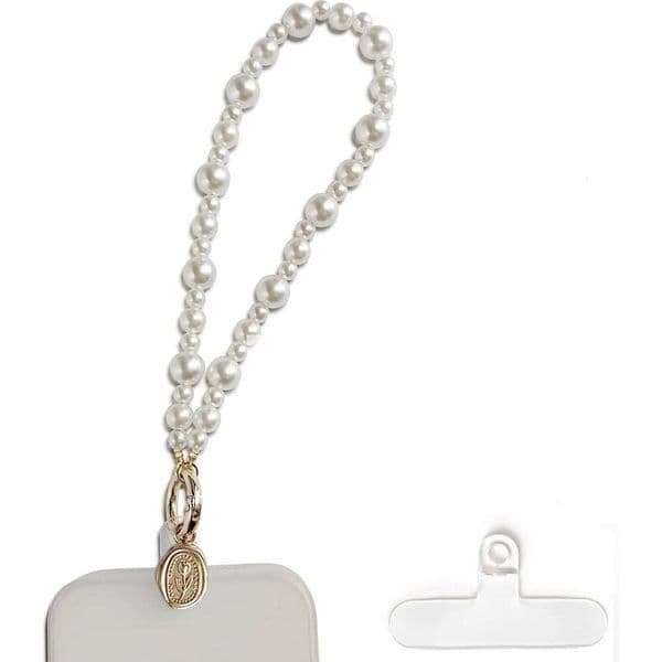 Beaded Pearl Charm, Wrist Lanyard Bracelet String Wristlet for All Phone with Tether Tabs