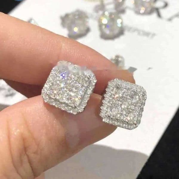Stud Custom Fashion Finey Jewelry Sterg Sier Earrings Ice Out Vvs Moissanite Diamond Earring for Woman AA