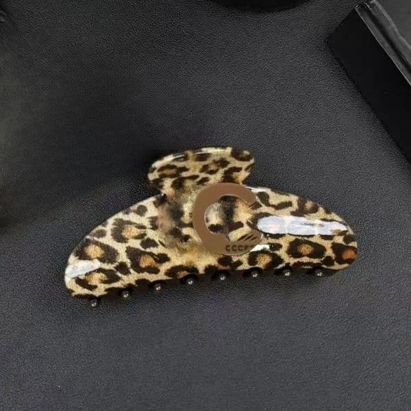 Luxury French Alloy Hair Clip Leopard Print Color Vintage Style Shark Hair Clips Classic Trendy Hair Jewelry