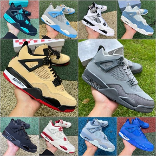 Designer 4 J4 Jump Mans Basketball Shoes 4s Black Cat Metallic White Cement Reima Gined Nigel Syest Blue Flu Game Union Pizza Forget Me Not Outdoor Mens Women
