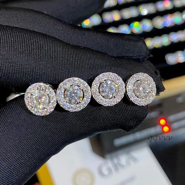 Hot Sale Vvs Moissanite Cluster Earring Studs Iced Out Round Brilliant Cut Diamond Flower Earringsqqvvv
