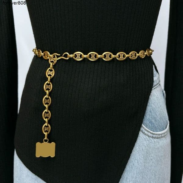 Belts Waist Chain Belts Vintage designer belt women waist chain belt trendy metal thin pendant long adjustable ceinture plated gold luxury belts designer classi