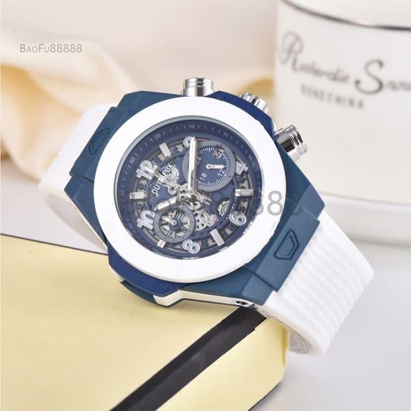 Top Popular Luxury Watches for Men Quartz Colorful Wristwatch Sport Rubber Strap Automatic Date Daily Waterproof Business Male Clocks for Gift Wholesale
