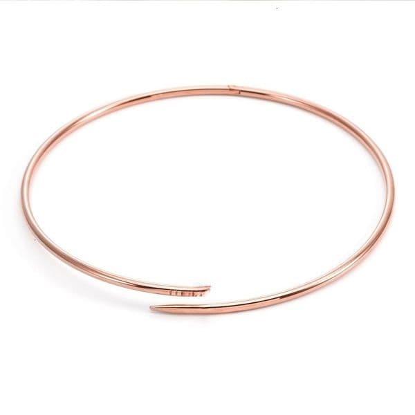 Pendant Necklaces Pendant Necklaces Womens Nail Collar Pattern Glossy Hard Ring Necklace Classic Nail Shaped Diamond Free Collar Chokers Simple Stainless Steel