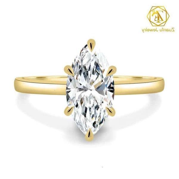 Fine Mossanite Jewelry Sier /9k/14k/ Solid Yellow Gold Engagement Wedding Rings Marquise Cut Moissanite Dia Ring Shining AAAAA