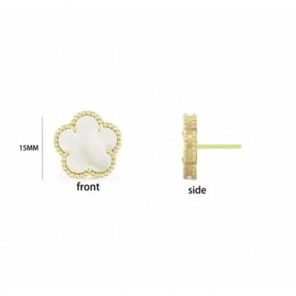 0 15mm Designer Earring Vintage Four Leaf Clover Charm Stud Earrings MotherofPearl Stainless Steel Gold Studs Agate for Women weddingw