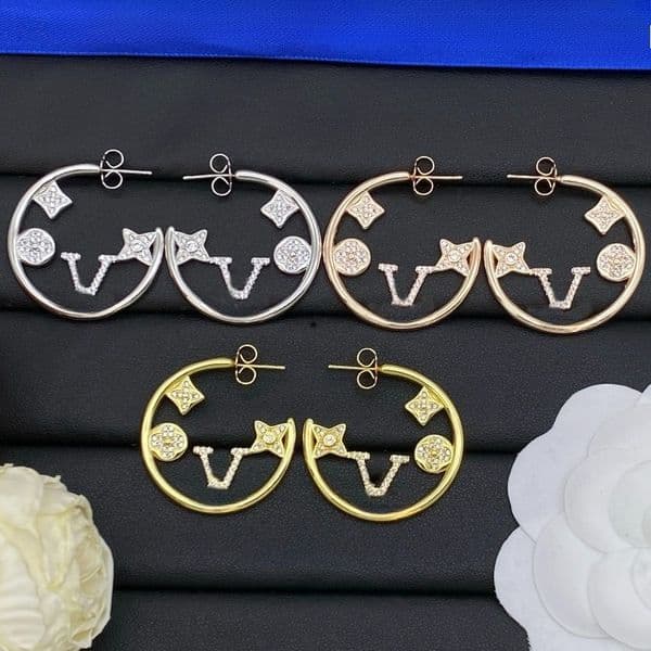Designer Hoop Earrings for Women Luxury Diamond Studs Earrings Brand Letters 18K Gold Earring European and American Style Earring High-quality