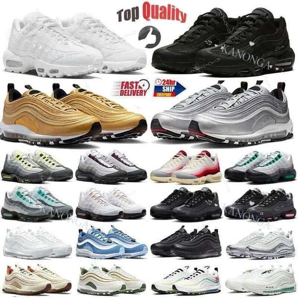 With Box 95S Designer 97S Running Shoes 95 Men Women Sneakers 97 Cactus Flower Court Purple Camo Triple Black A White Flats Breathable Outdoor Sports Trainers