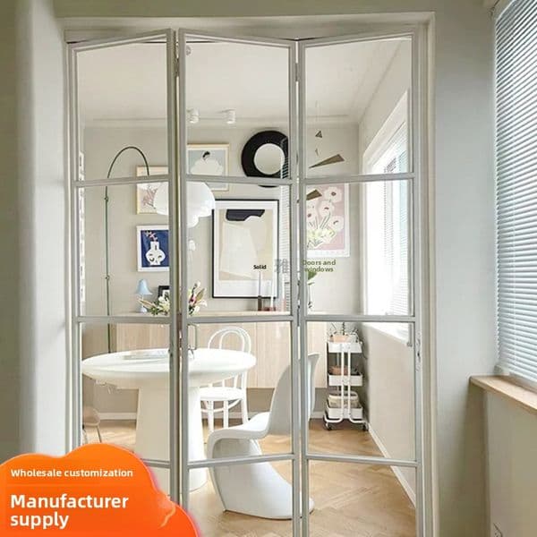 Aluminum Alloy No Bottom Track Bedroom Toilet Bathroom Partition Kitchen Balcony Sliding Folding Interior Door