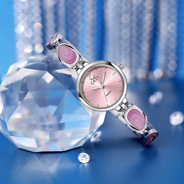 Designer Bracelet Watch for Women High-end TLXT Fashion Ladies' Wristwatch Waterproof Quartz Rose Gold Watch