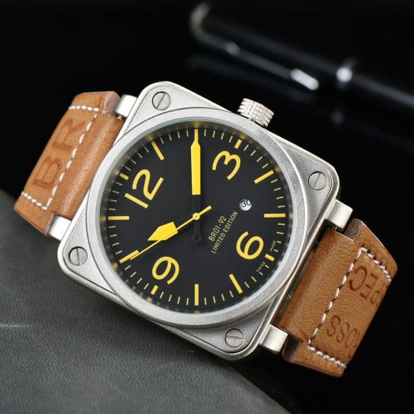 Top luxury brand Designer Watches Mechanical Wristwatches men's business leisure watch Bell Brown Leather watch Black Rubber watche