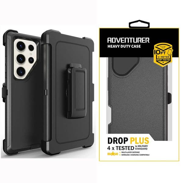 Adventurer Heavy Duty 3 in 1 Shockproof Case Defender Rugged With Blet Clip For Samsung S26 Ultra S25 Edge S24 FE S23 Plus A07 A17 A37 A57 A06 A16 A26 A36 A56 A15 A25 A35