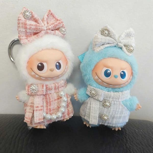 Mini Labubu 40 Clothing Plaid Dress with Hair Accessory For 105cm Labubu V4 Doll Clothes Outfit Accessories Ropa LabubuXJ251110