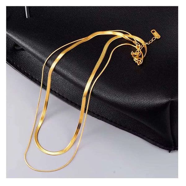 Simple snake bone with adjustable stainless steel double-layer women's chain necklace