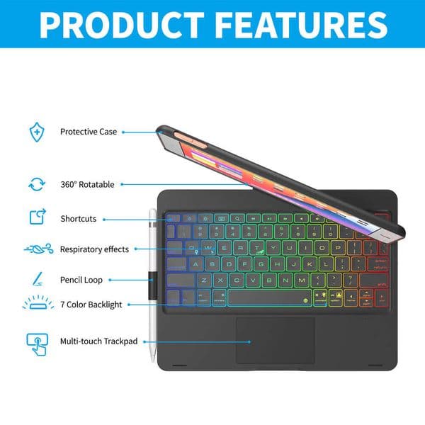 Rotary keyboard for 7/8/9th/ Air 3/ Pro 10.5/ and mini 6/7