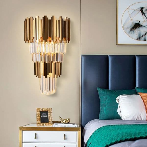 High Quality Wall Scones Crystal Bedroom Lamp Led Home Decor Indoor Lighting Gold/Chrome Stainless Cristal Lustre Living Room