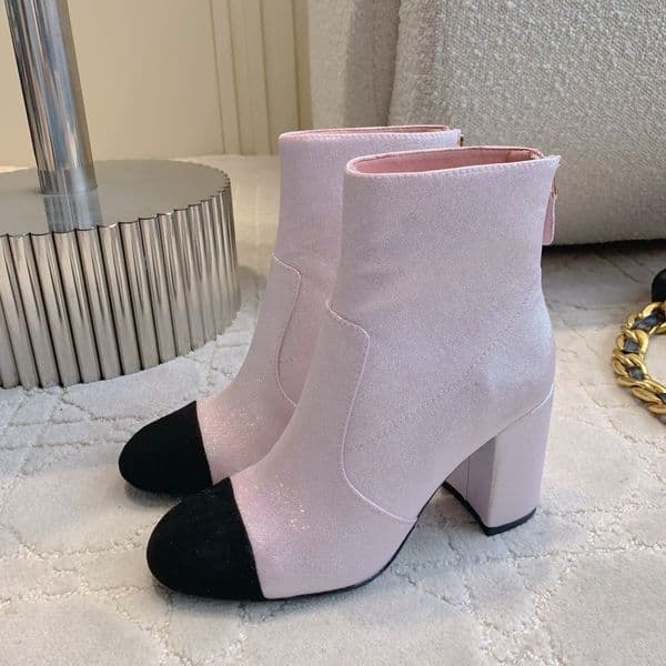 Pearlescent Zip Ankle Boot Luxury designer women patent leather booties Chunky heel round toe fashion boot Shiny simple evening shoe New fall winter boot
