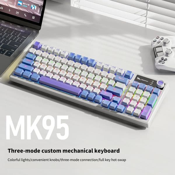Smilang MK95 wireless Bluetooth three-mode mechanical keyboard mixed light hot-swap gaming e-sports keyboard computer