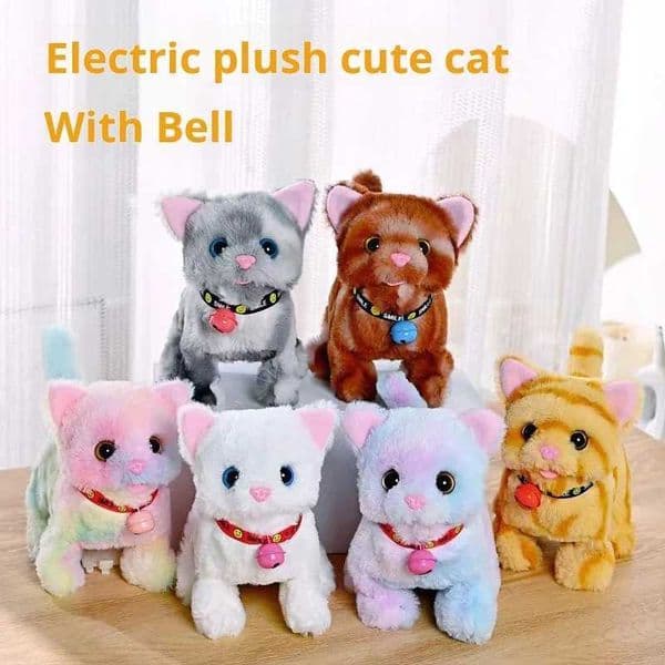 Plush Electric Cat Toy for Kids - Interactive Kitten Simulation Walks Nods Tail Wags Soft Pet Toy X251121