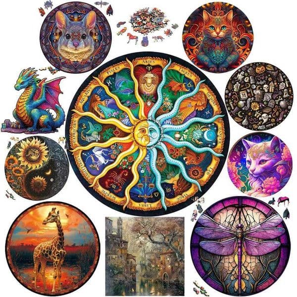 Giraffe Wooden Animal Puzzle Medium Difficulty Wood Jigsaws for Kids Adults Dragonfly Jigsaw Interesting Intelligent Toys W251122