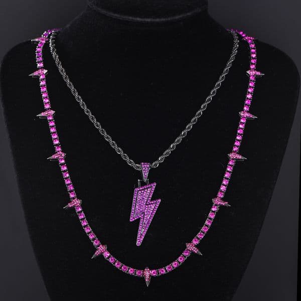 Designer Jewelry Moissanite Pendant Necklaces Hip Hop Purple Miami VVS Moissanite Dia Cuban k Iced Out Chain Christmas Gifts