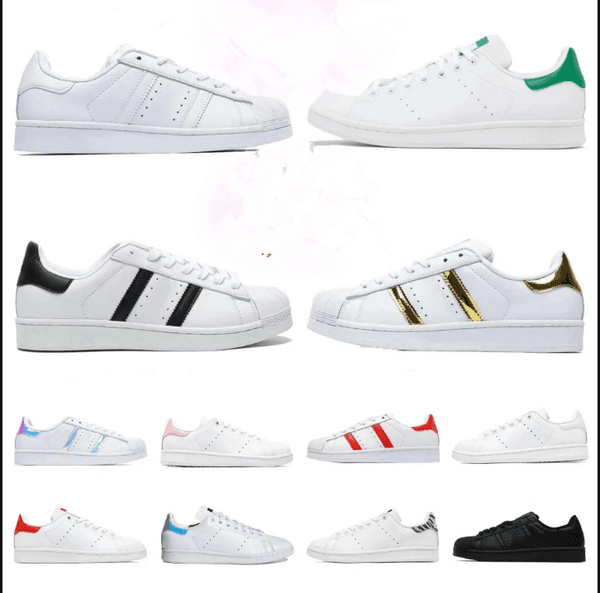 Designer Fashion Stan Smith Superstars Casual Shoes Vegan Mens Women Triple Black White Oreo Laser Golden Platform Sports Sneakers Flat Trainers Outdoor Shoes