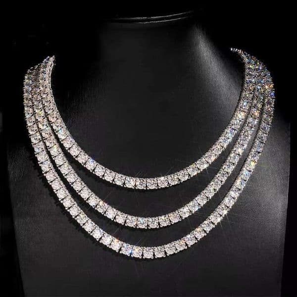 Multi Color Moissanite Tennis Chain Necklace 14k Gold 925 Silver 3mm 4mm 5mm 6mm VVS Diamond Cut Wedding Party Jewelry for Women