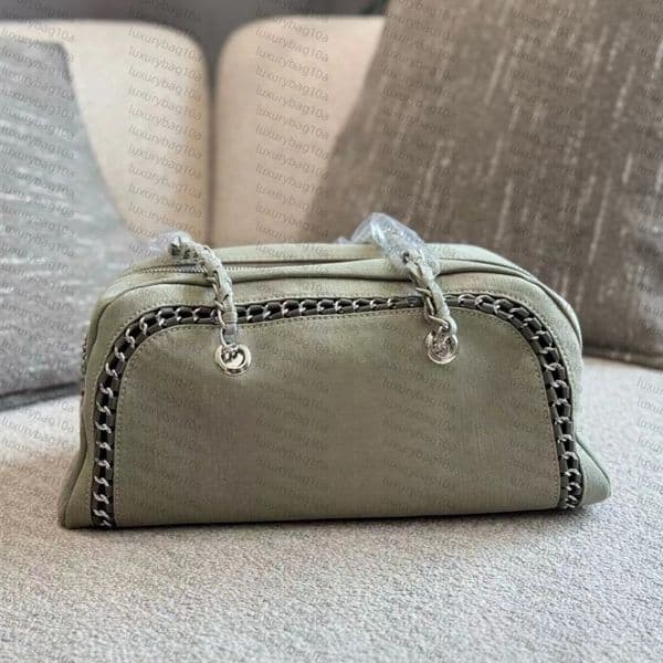 Designer Olive Green Denim Bowling Tote Bag 33cm Large Capacity Shoulder Bag for Women Crossbody Purse Luxury Handbag Luxury Designer Bag