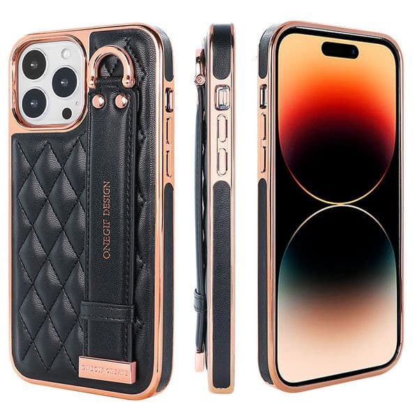 New popular European and American small fragrance style leather phone case, high-end feel wristband, Apple phone case, luxurious designer Apple phone case