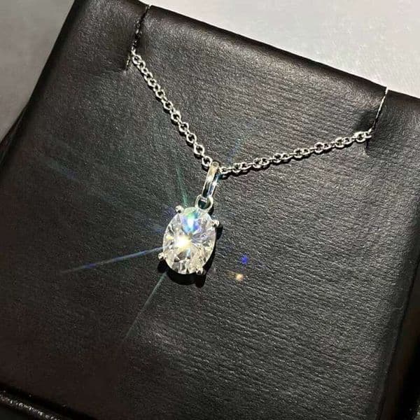 Classic Fine Necklace Female Oval Cut 14k Gold VVS Diamond Jewelry Silicon Stone Pendant