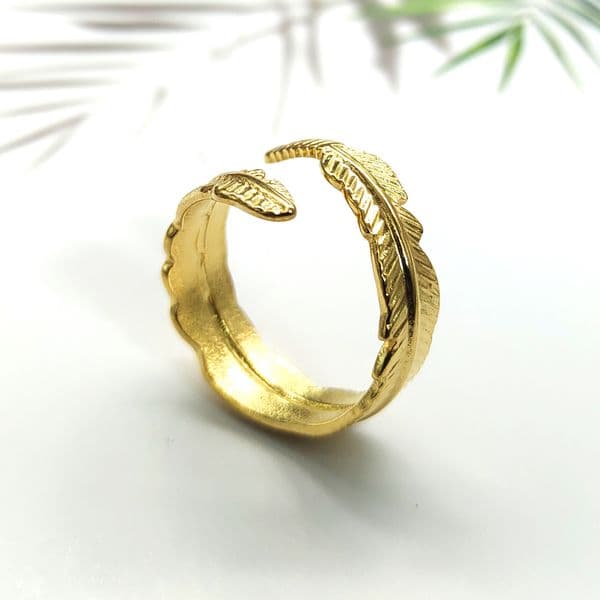 Titanium ring with adjustable female opening, fashionable stainless steel feather simple ring, no fading