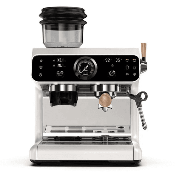 PSH7B-EU Semi-automatic Coffee Grinder with Dual Boiler System (20Bar) -58mm Grounding Hammer, 30-grit setting, 250g Bean Storage, Dual-Cup Extraction for Cappu
