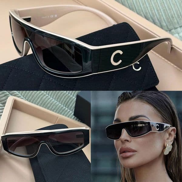 Summer Women SHIELD SUNGLASSES Millennium Hot Girl Style Fake Eyewear 6057 Luxury Lady Vacation Sunglasses Outdoor UV400 Protective Two tone Splicing Glasses