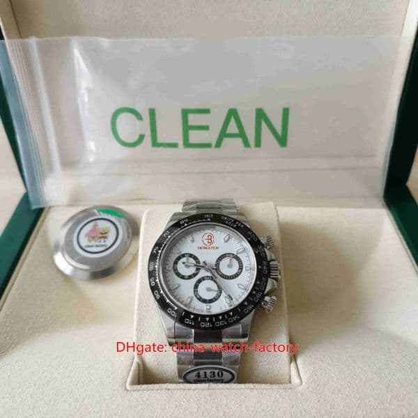 CLEAN Maker Mens Watch CF Ultra-thin 40mm x 12.5mm Cosmograph 116500 Panda Chronograph Ceramic CAL.4130 Movement Mechanical Automatic Watches Men's Wristwatches