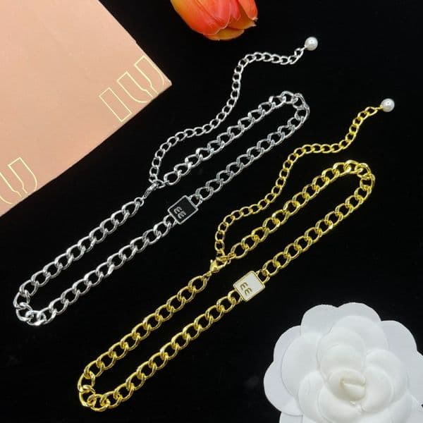 Men's Women's Necklace Designer Luxury Cuban Chains Classic Brand Letters Necklace 18K Gold 925 Silver Plated Necklace High-Quality Jewelry Gifts