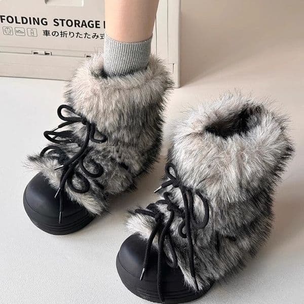 Comfortable lightweight warm thick soled height increasing fashion designer shoes Christmas gifts fur women's snow boots wool lining thick cotton